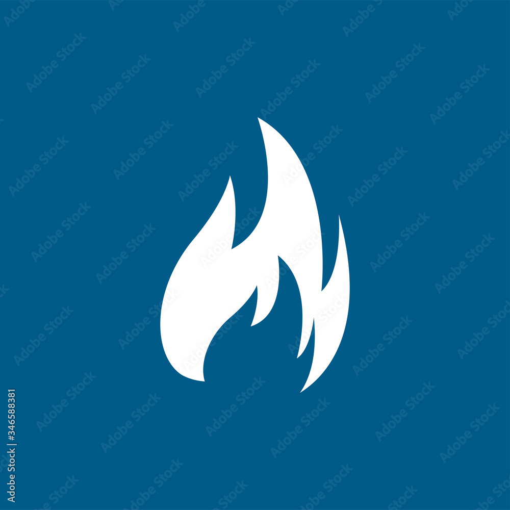 Fire Icon On Blue Background. Blue Flat Style Vector Illustration