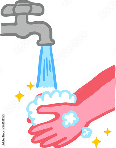 手洗い　水で流す