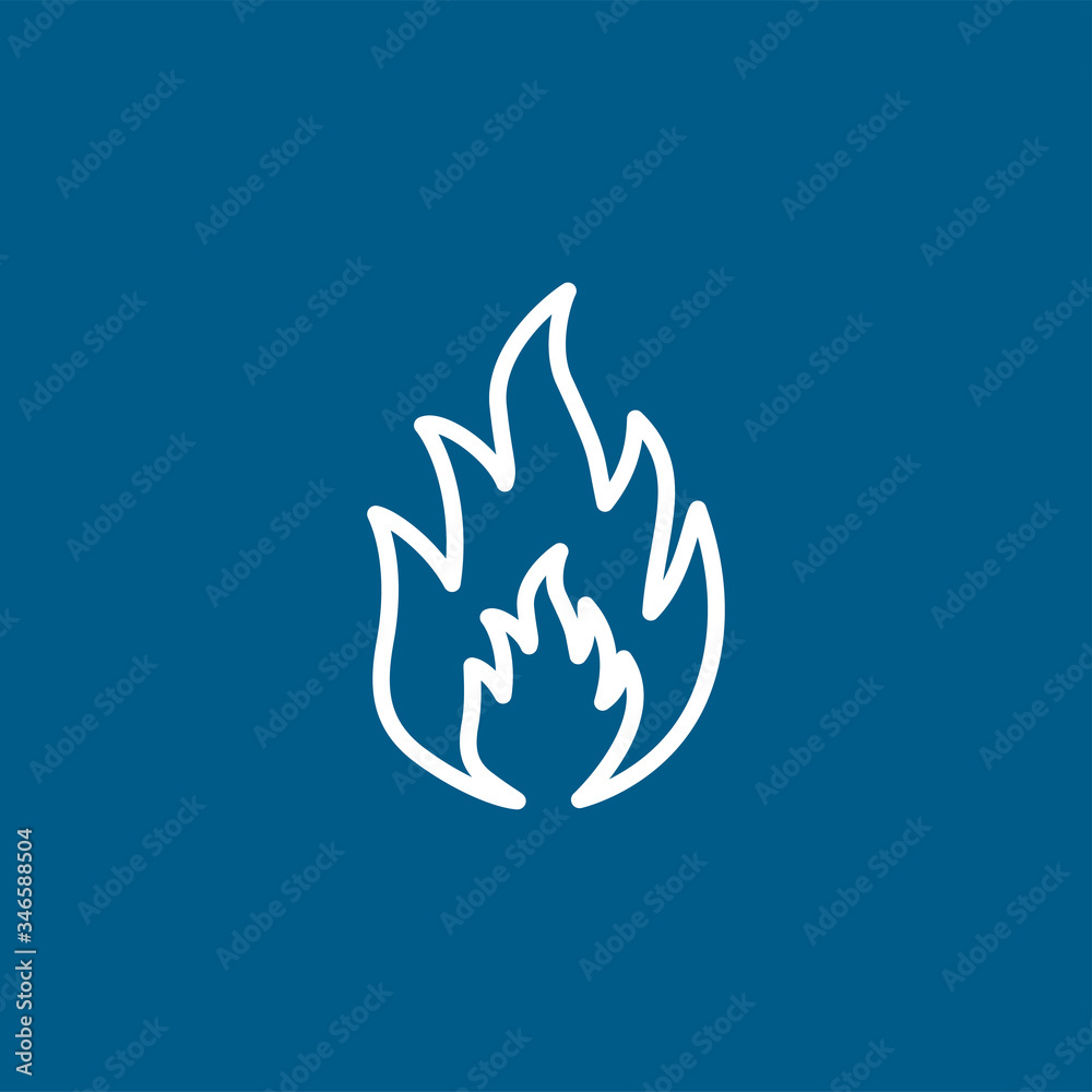 Fire Line Icon On Blue Background. Blue Flat Style Vector Illustration Fire Line Icon On Blue Background. Blue Flat Style Vector Illustration