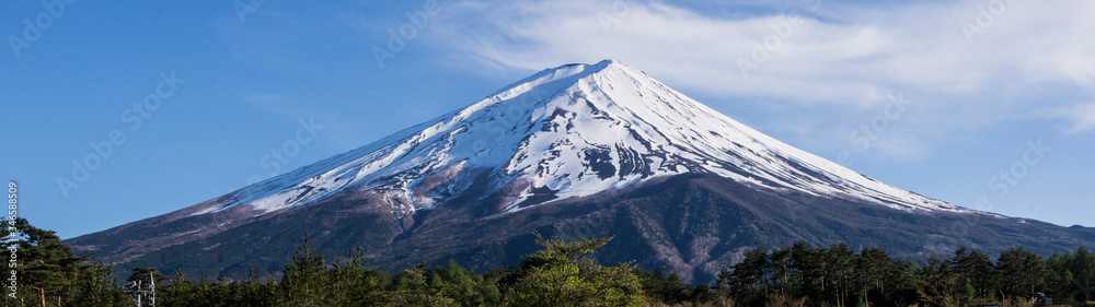 A panorama view of mount Fuji in Japan.