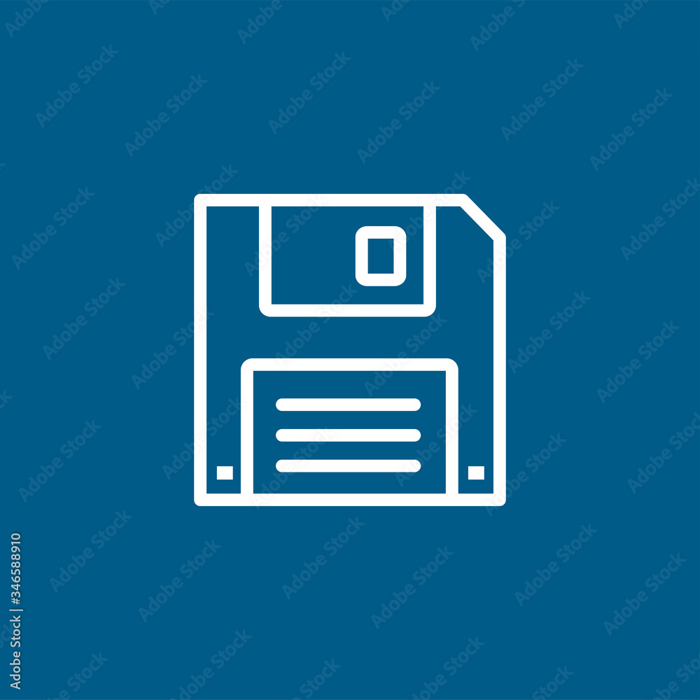 Floppy Disc Line Icon On Blue Background. Blue Flat Style Vector Illustration Floppy Disc Line Icon On Blue Background. Blue Flat Style Vector Illustration