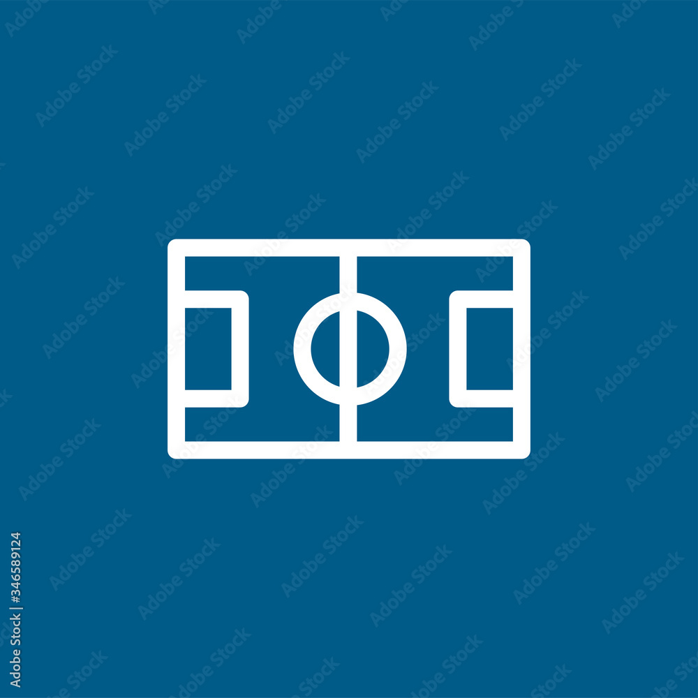 Football Field Icon On Blue Background. Blue Flat Style Vector Illustration