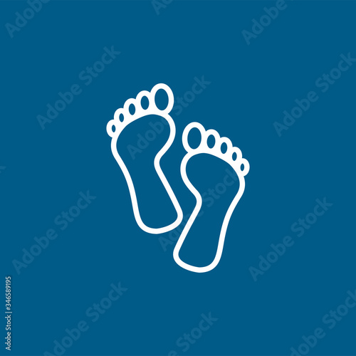 Footprint Line Icon On Blue Background. Blue Flat Style Vector Illustration