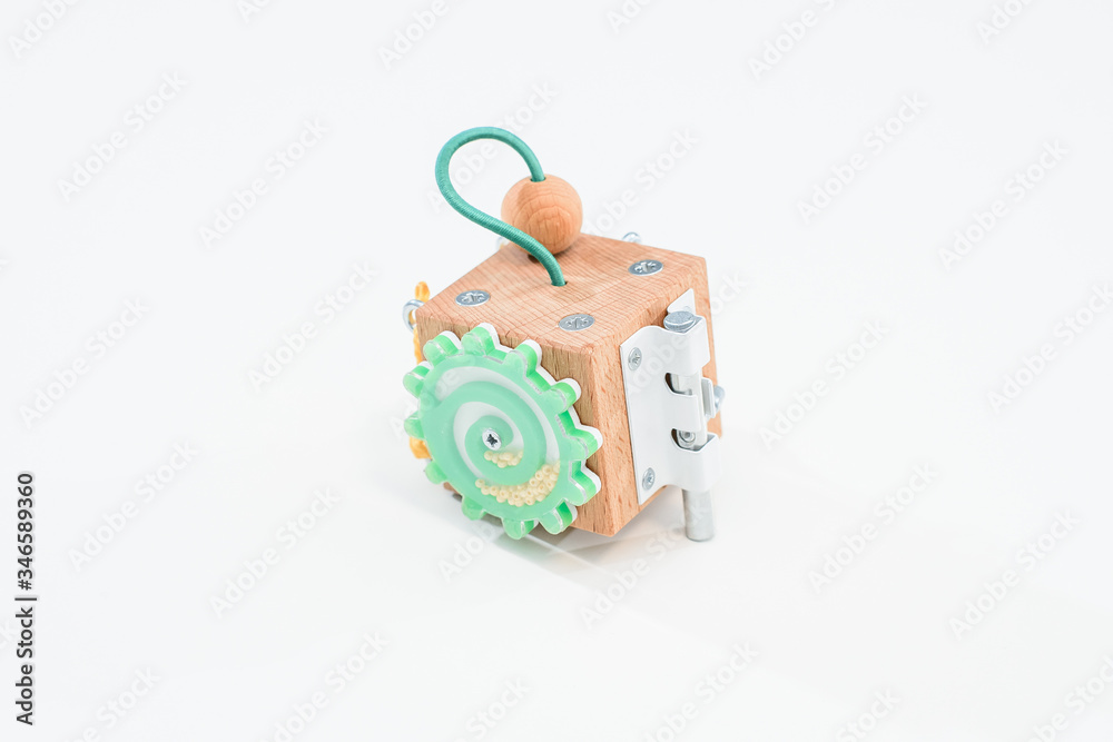 Wooden eco-friendly busy board cube - educational toy for children Wooden eco-friendly busy board cube - educational toy for children