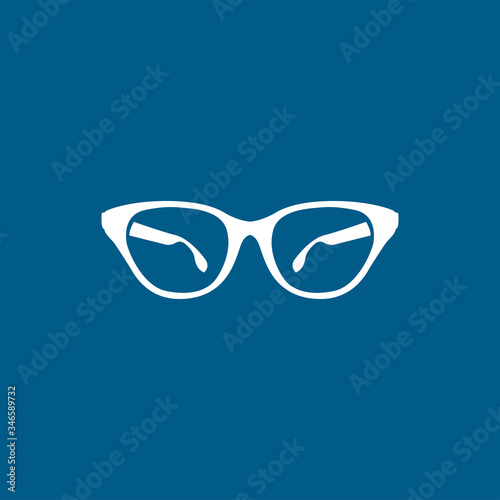 Glasses Icon On Blue Background. Blue Flat Style Vector Illustration
