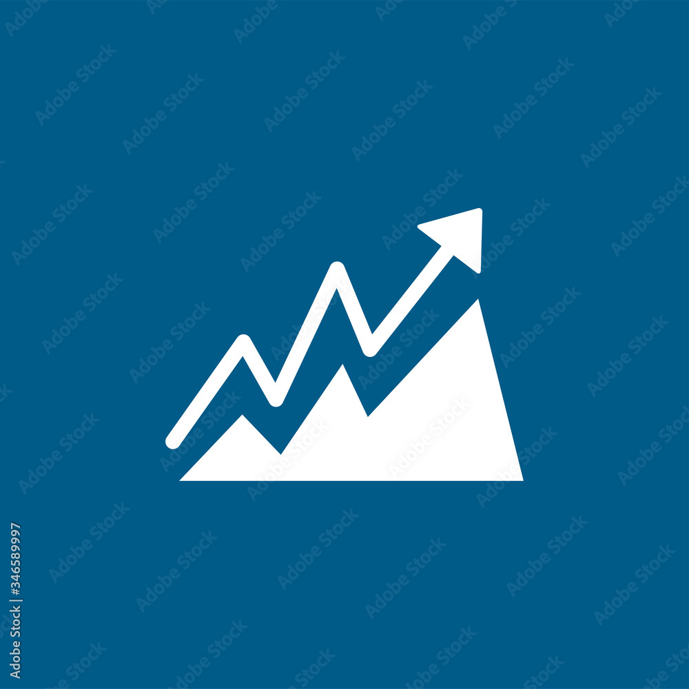 Growing Graph Icon On Blue Background. Blue Flat Style Vector Illustration Growing Graph Icon On Blue Background. Blue Flat Style Vector Illustration