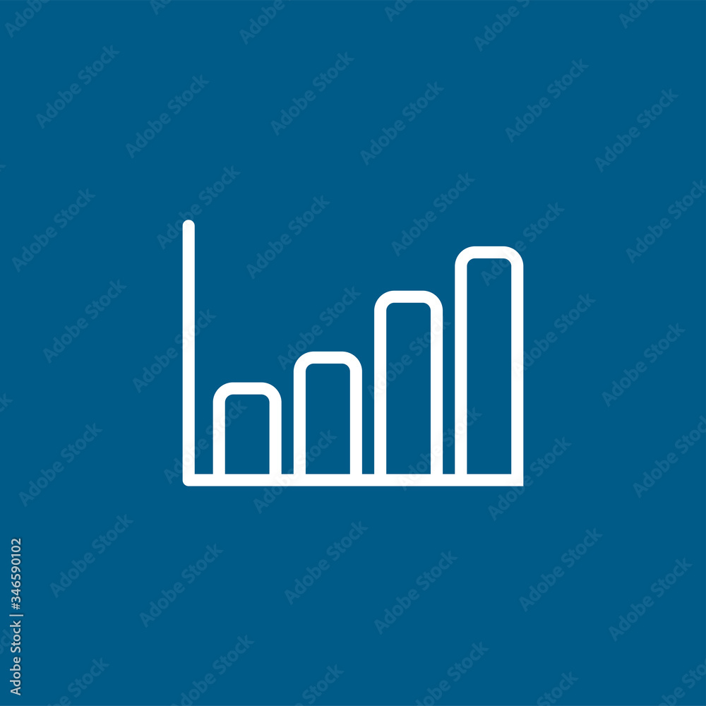 Growing Graph Line Icon On Blue Background. Blue Flat Style Vector Illustration Growing Graph Line Icon On Blue Background. Blue Flat Style Vector Illustration