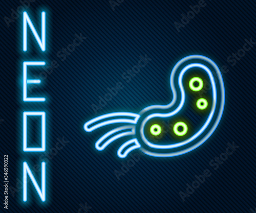 Glowing neon line Virus icon isolated on black background. Corona virus 2019-nCoV. Bacteria and germs, cell cancer, microbe, fungi. Colorful outline concept. Vector Illustration