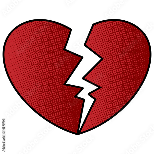 broken heart vector design. digital hand drawn. comic style
