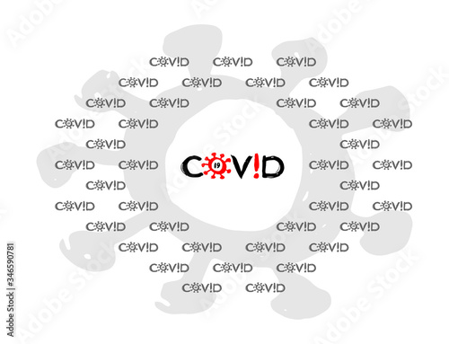 coronavirus logo - creative emblem on a white background. Kovid-19 - calligraphy, inscription, scribbles. pandemic symbol. viral infection - hand drawn font. medicine