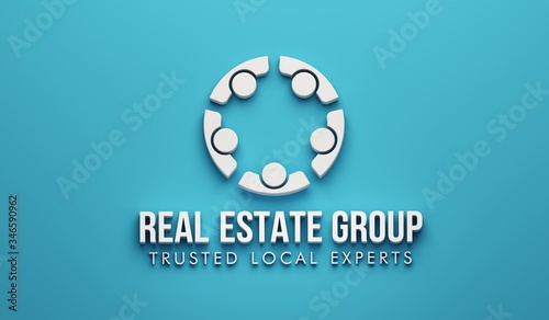 Real Estate Group of People. 3D Rendering illustration