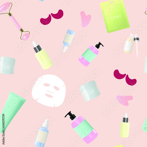 seamless background with cosmetics