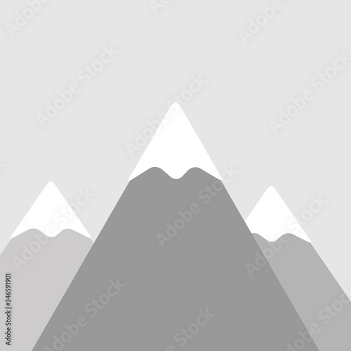 Mountain tops vector with gray sky