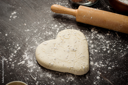  Ingredients bakery making on black wooden table