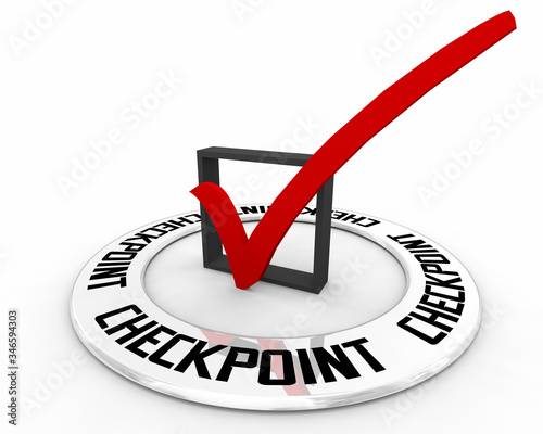 Checkpoint Test Examination Assessment Check Box Mark Point Location 3d Illustration photo