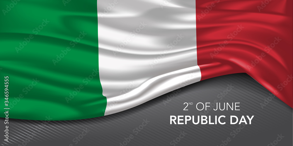 Italy happy republic day greeting card, banner with template text vector illustration