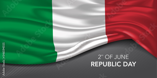 Italy happy republic day greeting card, banner with template text vector illustration