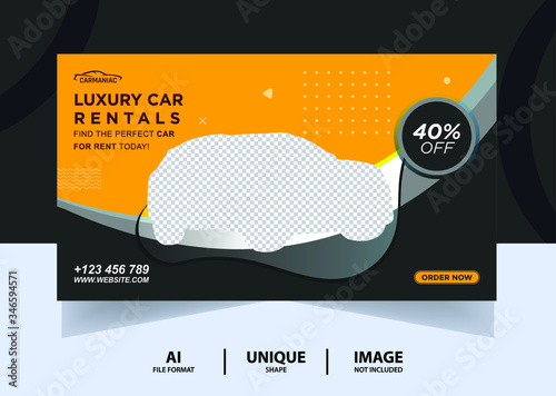 Orange color Luxury Rent a car web Banner Design
