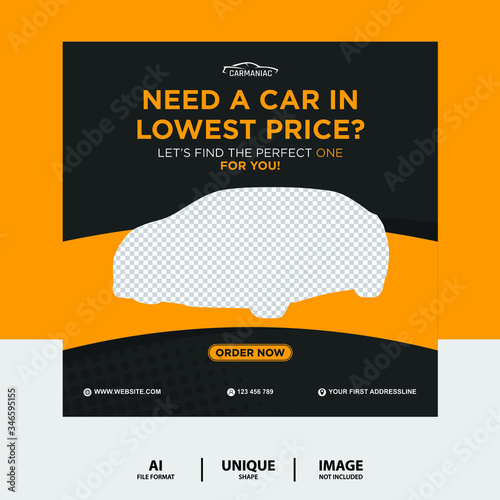 Black Rent a car Social Media Post Banner