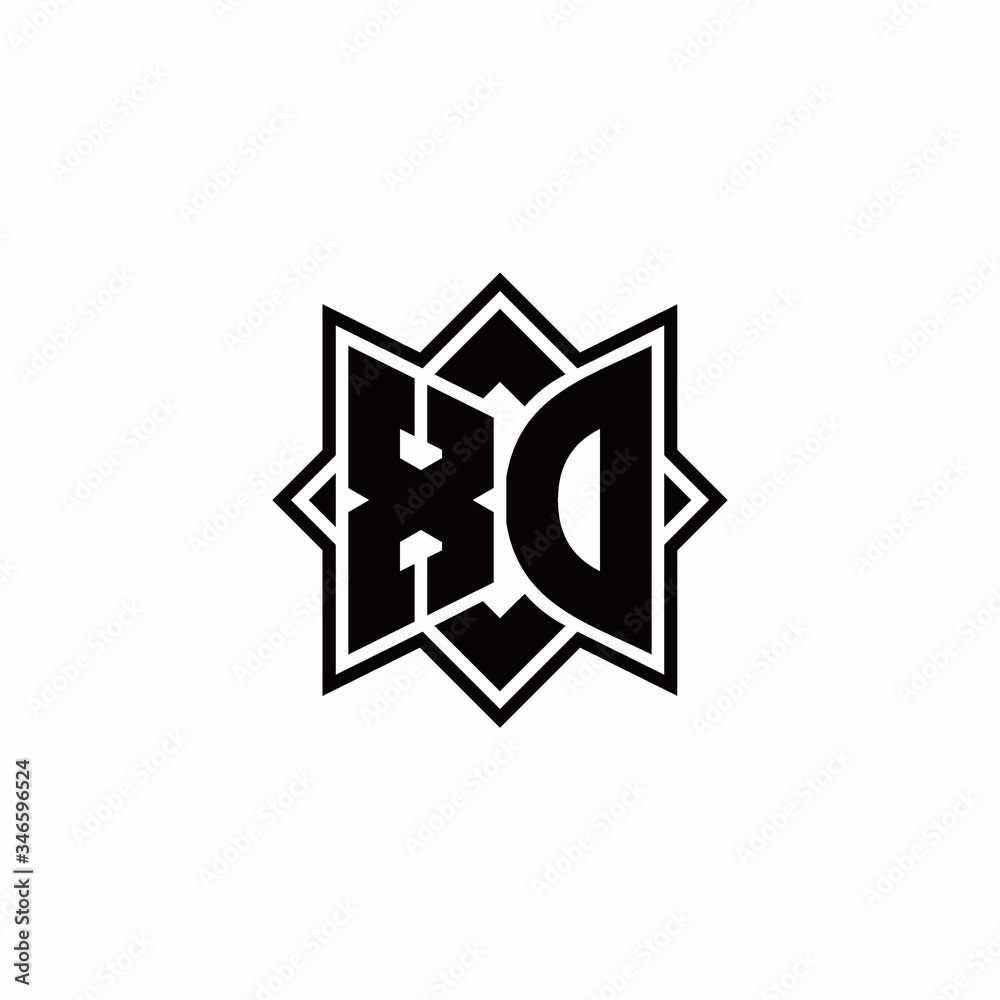 XD monogram logo with square rotate style outline XD monogram logo with square rotate style outline