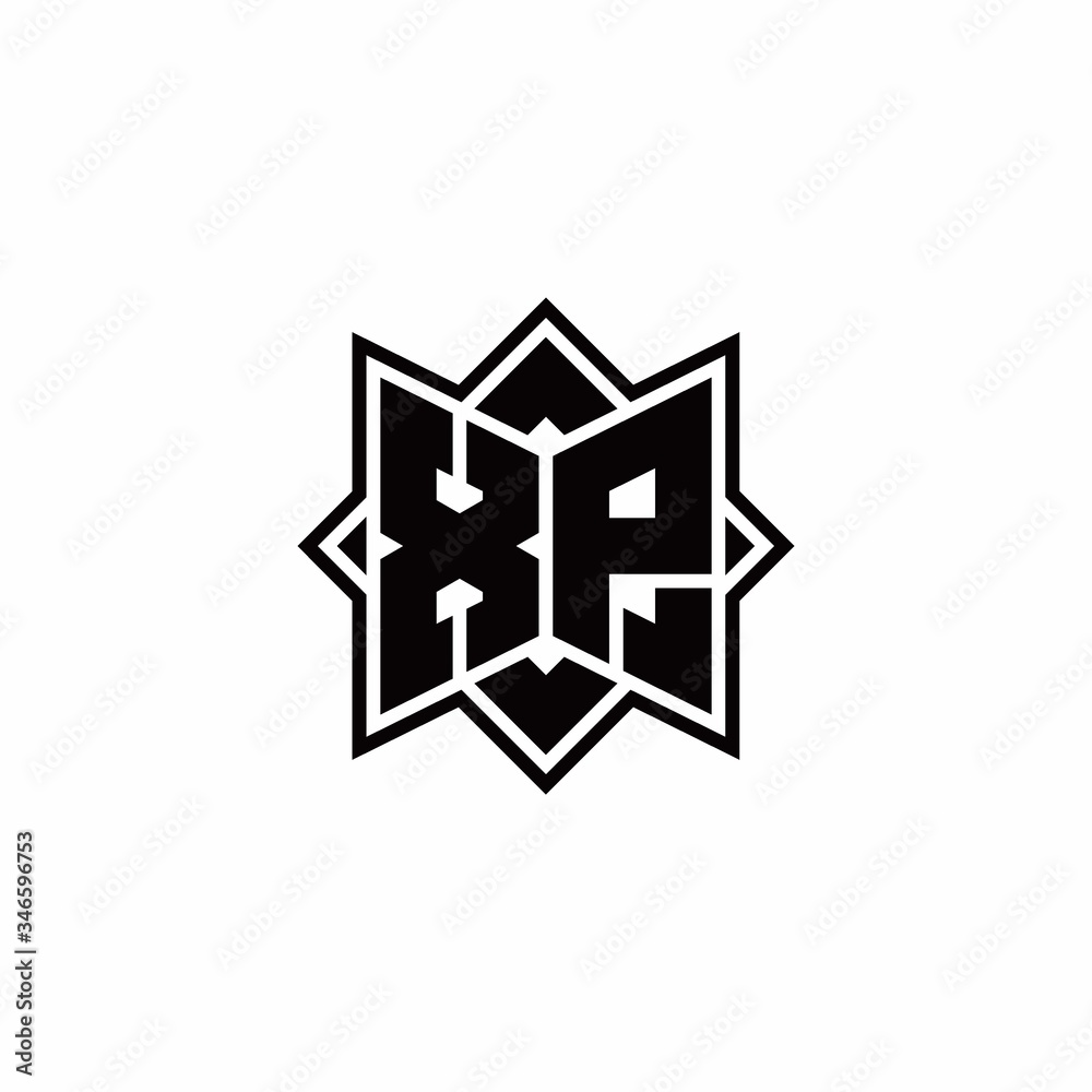 XP monogram logo with square rotate style outline XP monogram logo with square rotate style outline