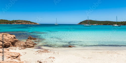 Fototapeta Naklejka Na Ścianę i Meble -  Panoramic view of Rondinara beach in Corsica Island in France