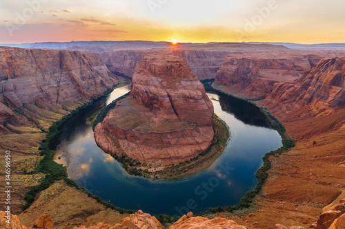 Sunset view of Horseshoe Bend, near Page, Arizona, USA.