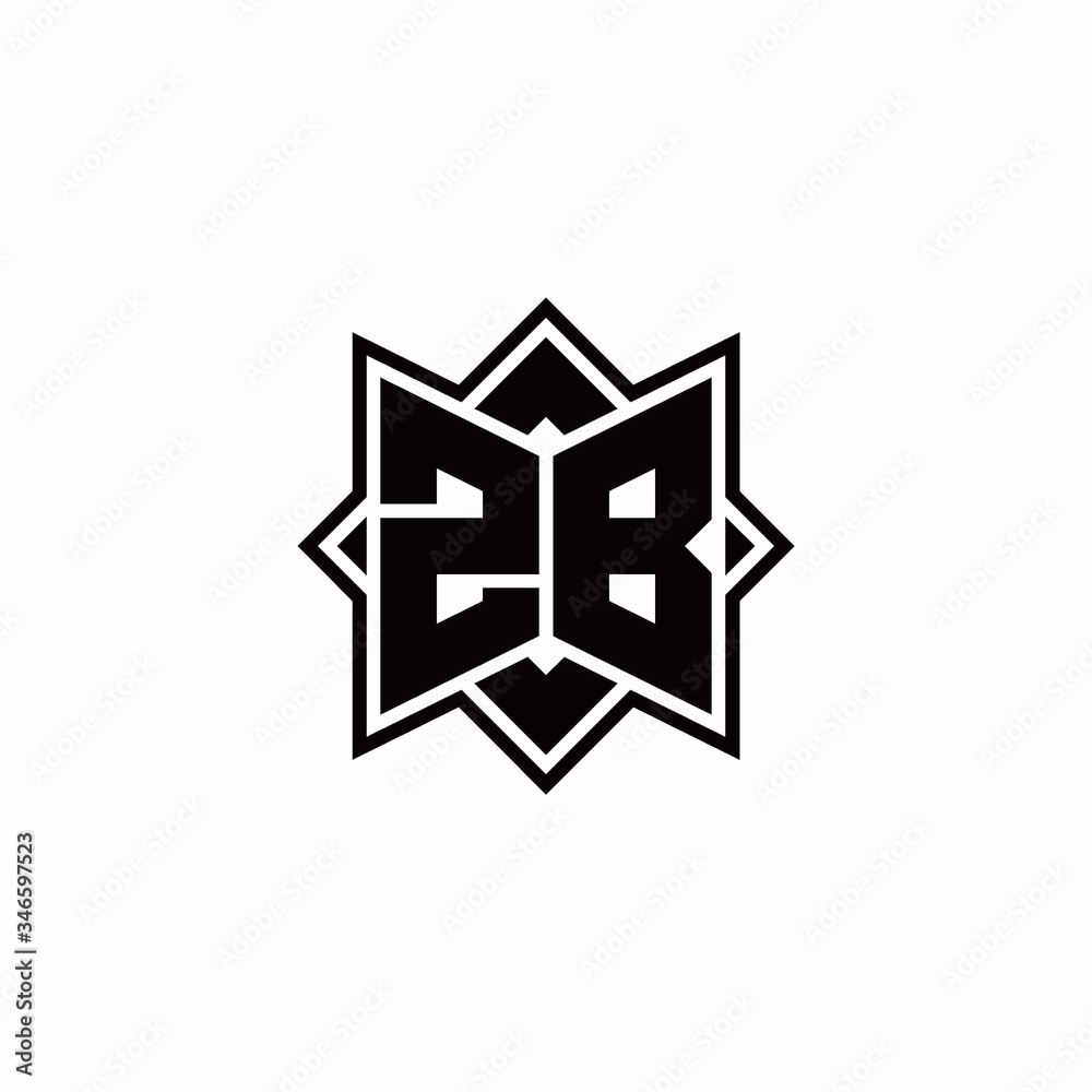ZB monogram logo with square rotate style outline