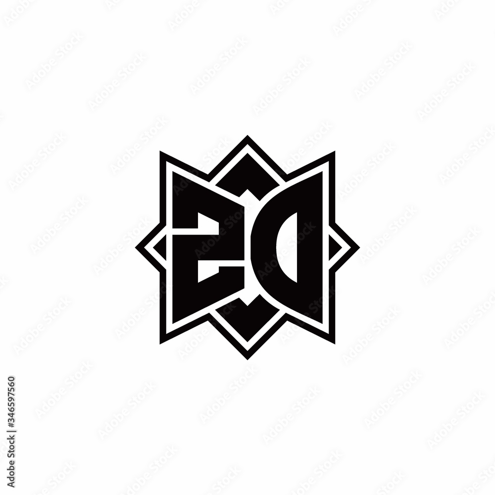 ZD monogram logo with square rotate style outline ZD monogram logo with square rotate style outline