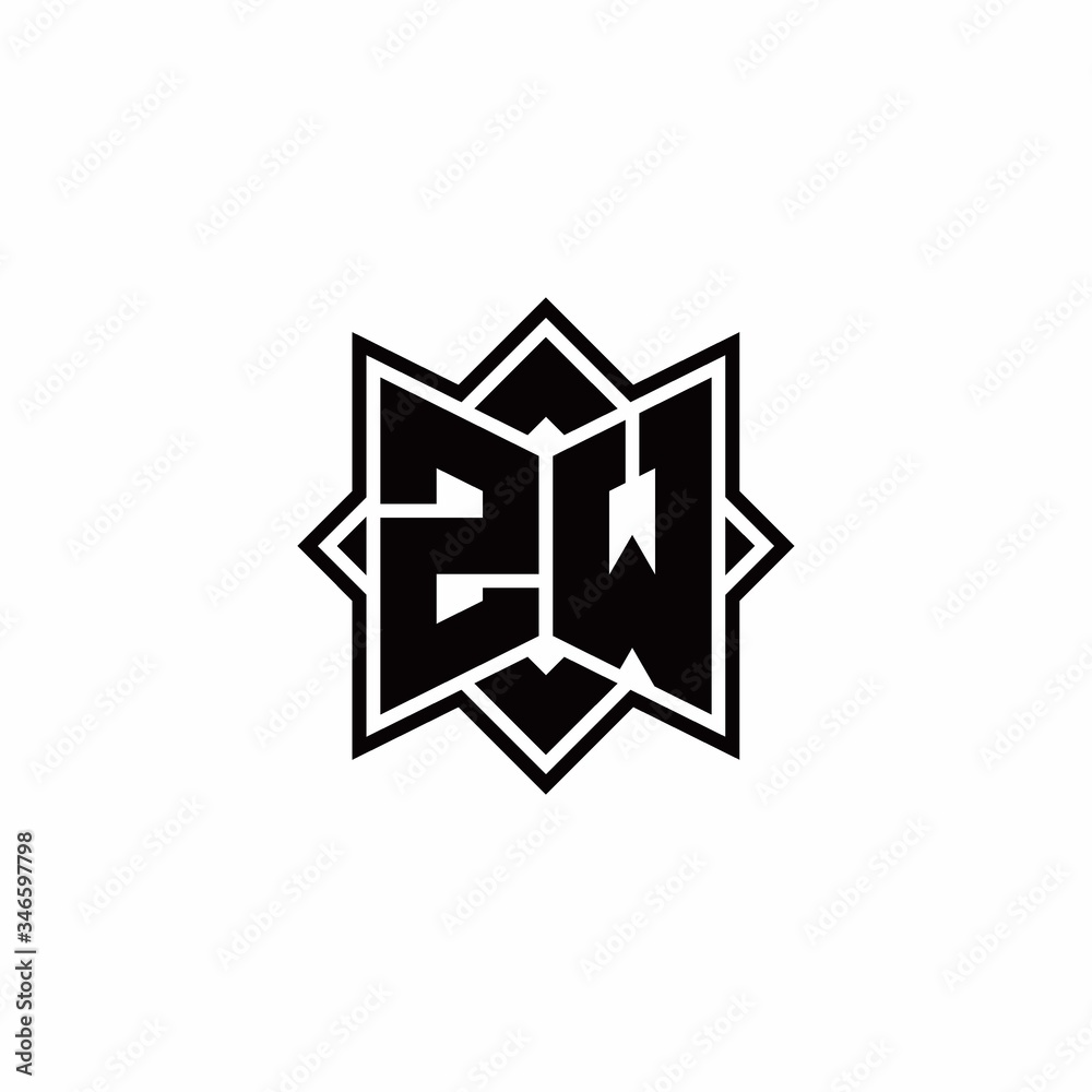 ZW monogram logo with square rotate style outline ZW monogram logo with square rotate style outline