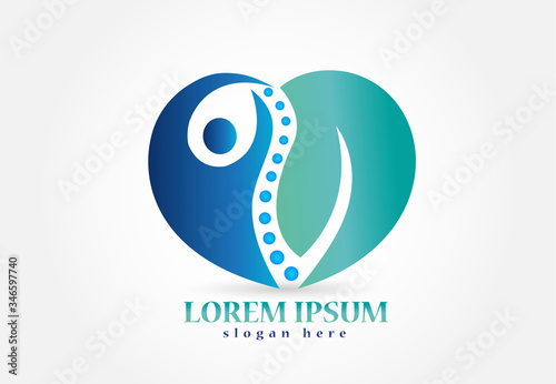 Logo chiropractor leaf nature health icon vector web image graphic illustration clip art design