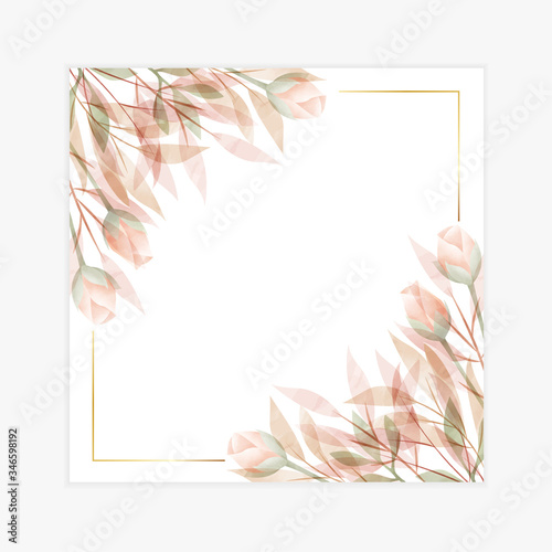 Watercolor floral frame. Multipurpose background.