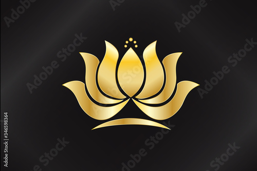 Logo gold lotus flower icon vector