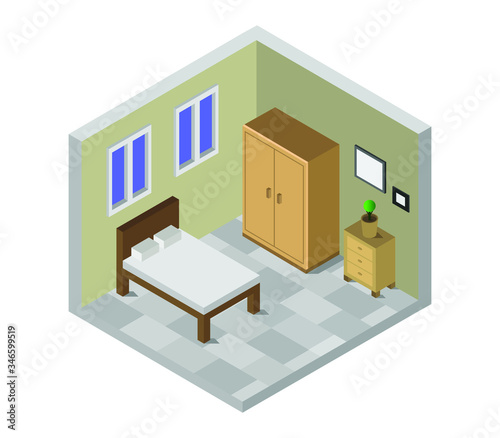isometric bedroom