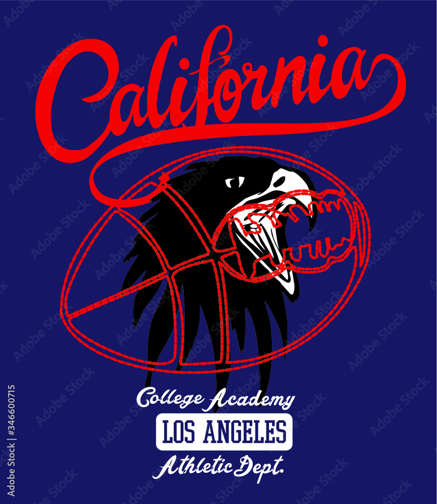 Obraz premium California eagle print and embroidery graphic design vector art