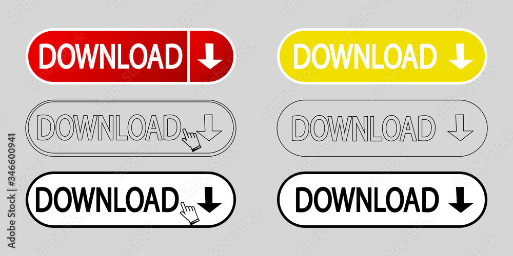 Download Buttons icon for websites. Set of internet Download buttons. Kit of red, yellow, white and shiny download buttons. Vector Download Buttons icon for websites. Set of internet Download buttons. Kit of red, yellow, white and shiny download buttons. Vector