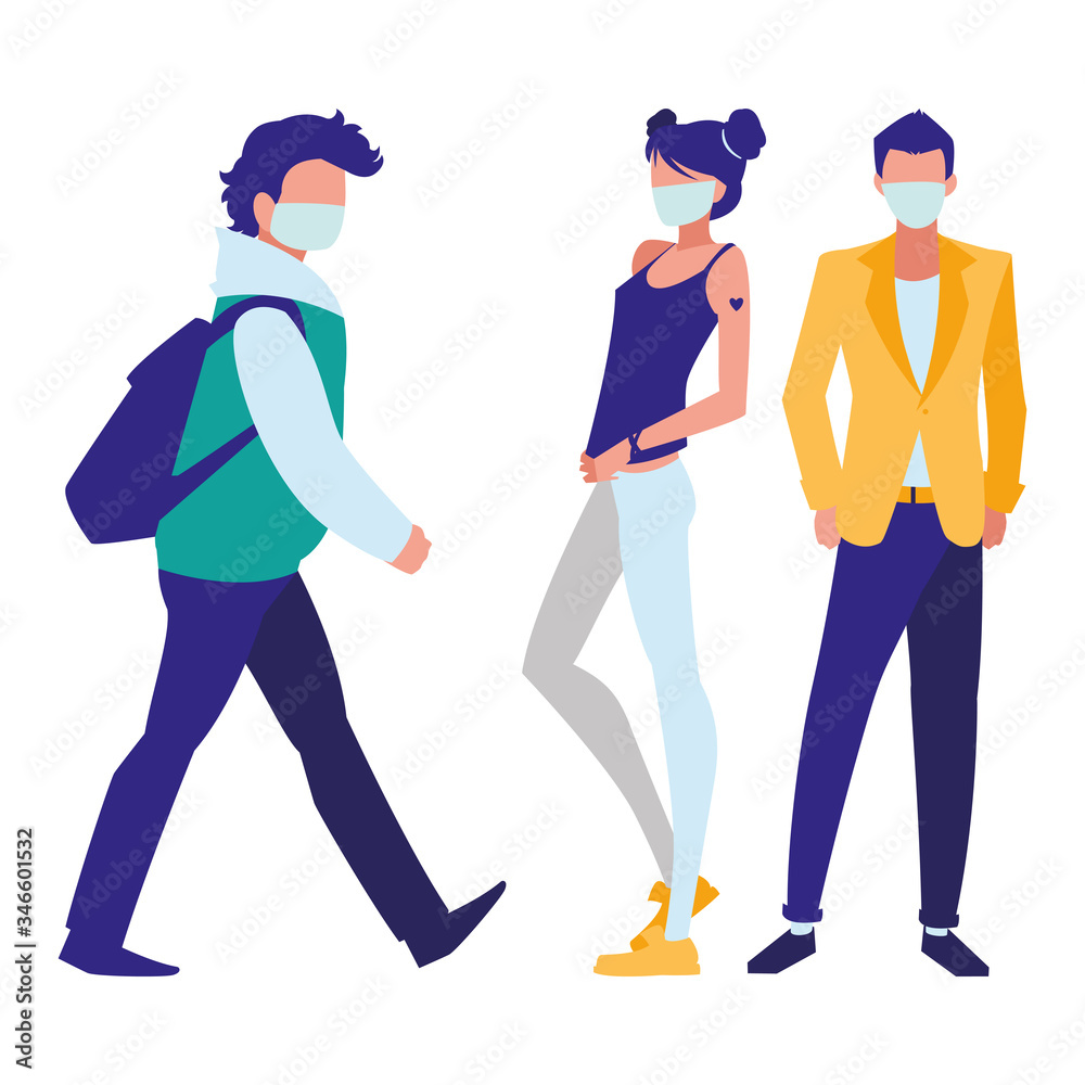 people in the city wearing face mask
