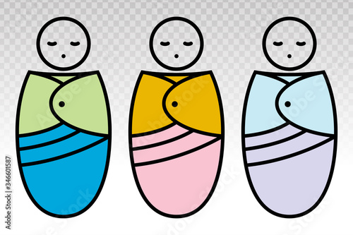 Newborn baby / infant swaddled / swaddling - flat vector icon for apps and websites