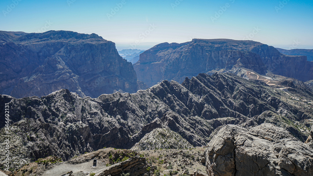 Rocky Mountains at Jebel Akhdar Gorge in Al Hajar Range, Oman