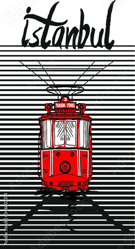 istanbul beyoglu tramway Print embroidery graphic design vector art