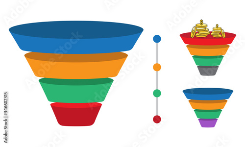 sales lead conversion half funnel icon for presentation apps and websites