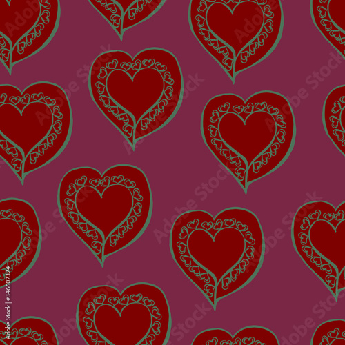 Abstract seamless pattern in the form of hearts.