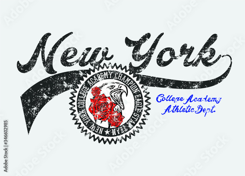 New york College eagle graphic design vector art