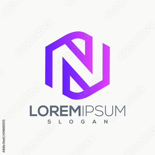 Letter N Logo design vector template. Font Lines Logotype photo