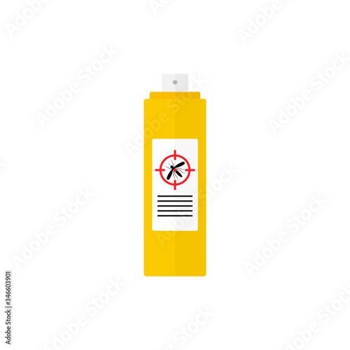 Mosquito insect aerosol bottle icon. Bug and mosquito spray prevention vector illustration isolated on white.