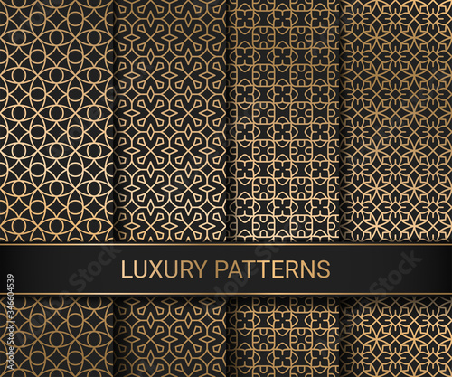 Set of luxury seamless patterns artwork, vector illustration