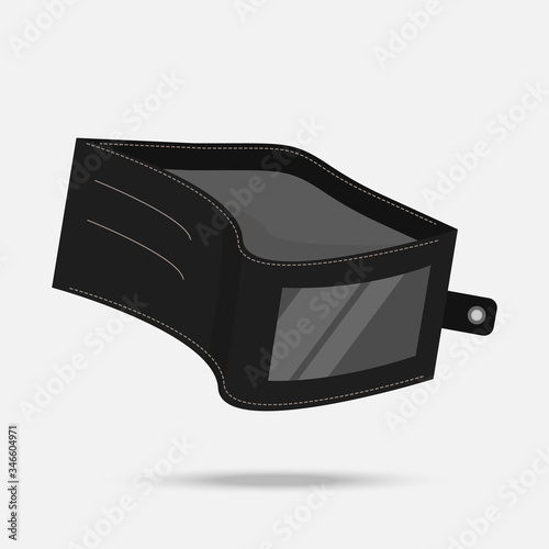 Black empty wallet. Bankruptcy concept. Vector illustration Isolated on a white background.