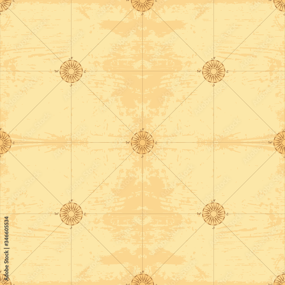 vector image of ancient sea map of sea routes of medieval ships