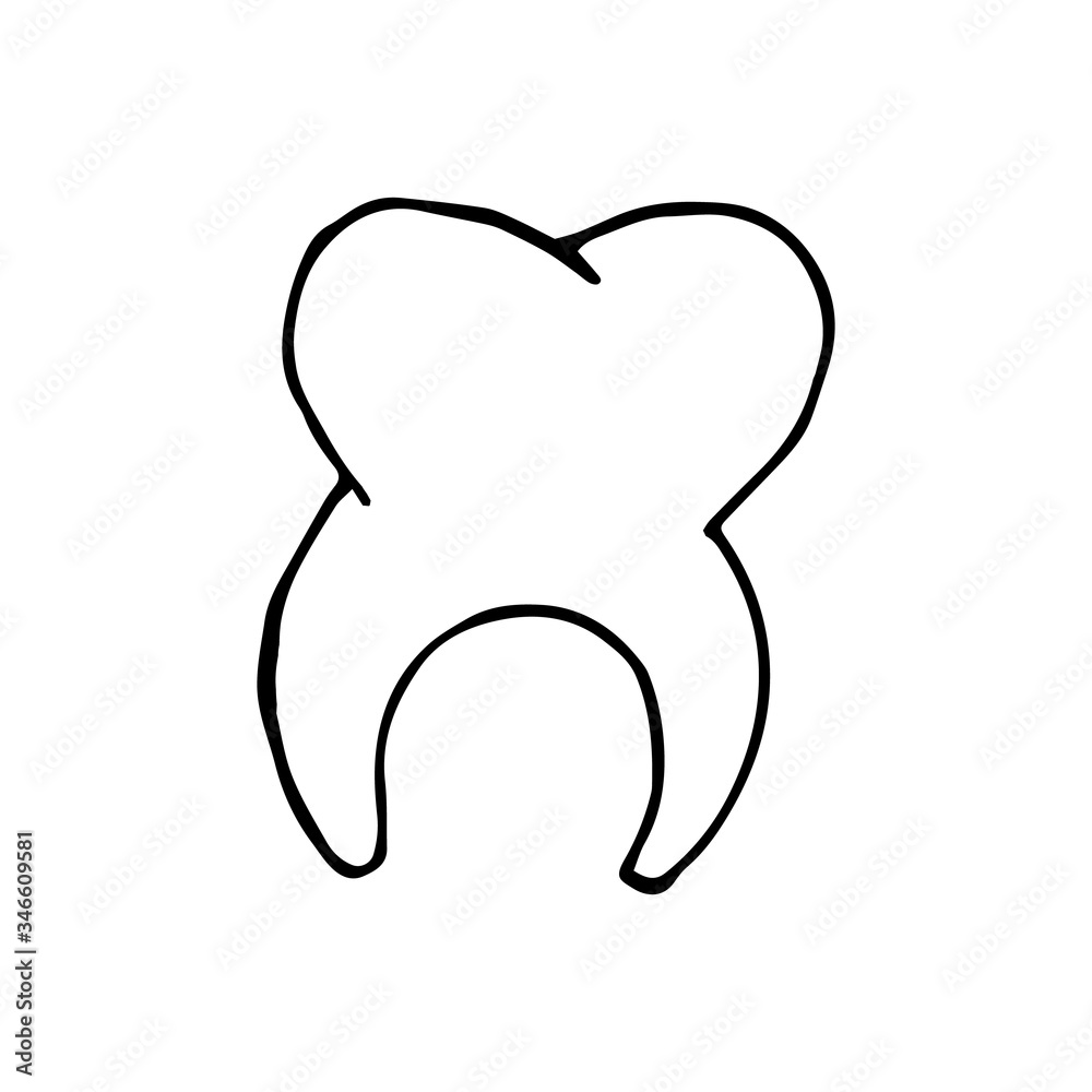 White healthy tooth on white isolated background, hand drawn sketch. Vector illustration in doodle style. White healthy tooth on white isolated background, hand drawn sketch. Vector illustration in doodle style.