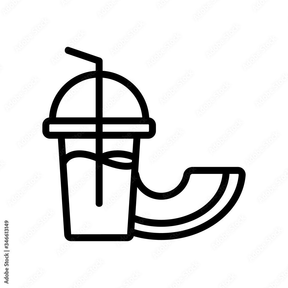 melon fresh with straw icon vector. melon fresh with straw sign. isolated contour symbol illustration melon fresh with straw icon vector. melon fresh with straw sign. isolated contour symbol illustration